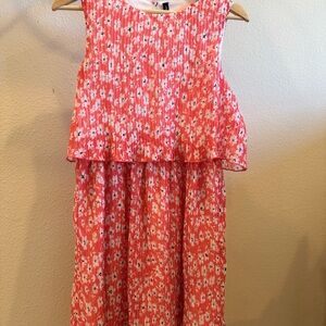 Floral Pink Sleeveless Kids Dress